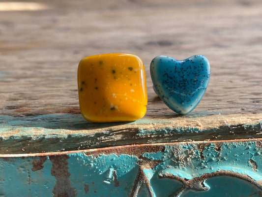 Handmade Mismatched ceramic earrings, postage included