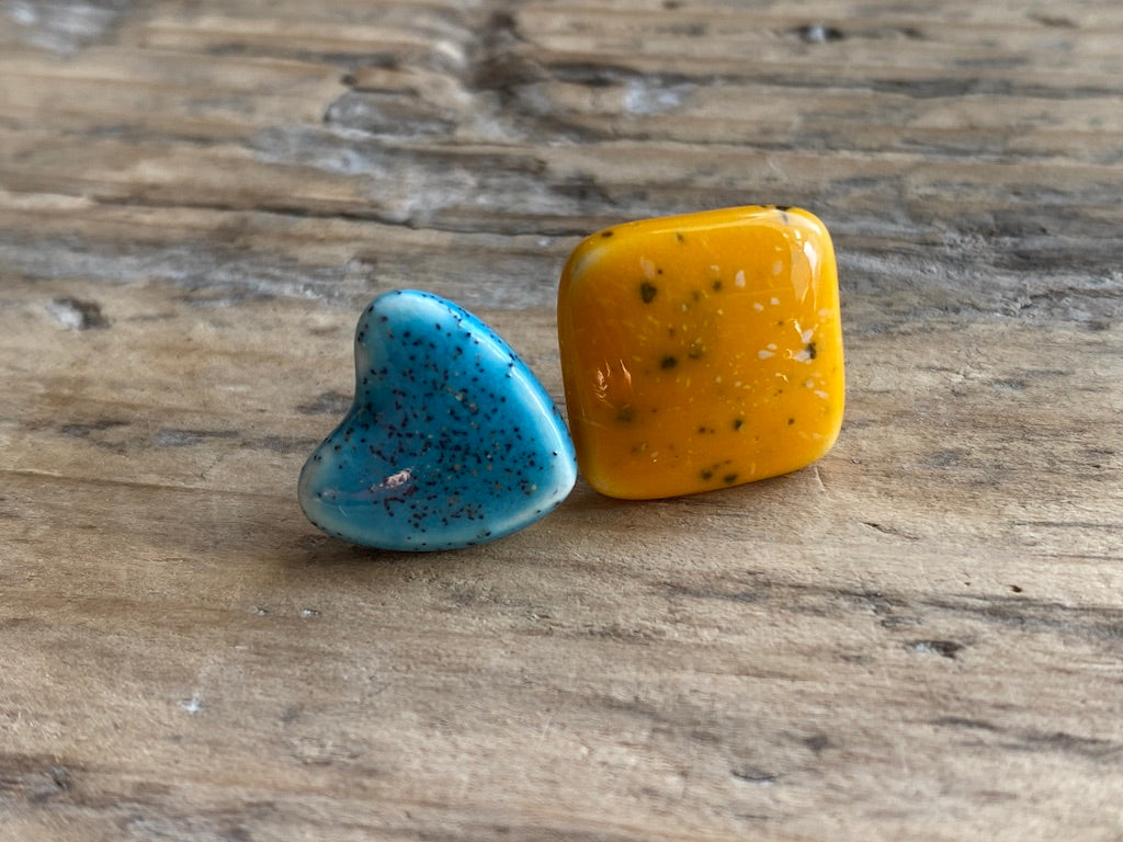 Handmade Mismatched ceramic earrings, postage included