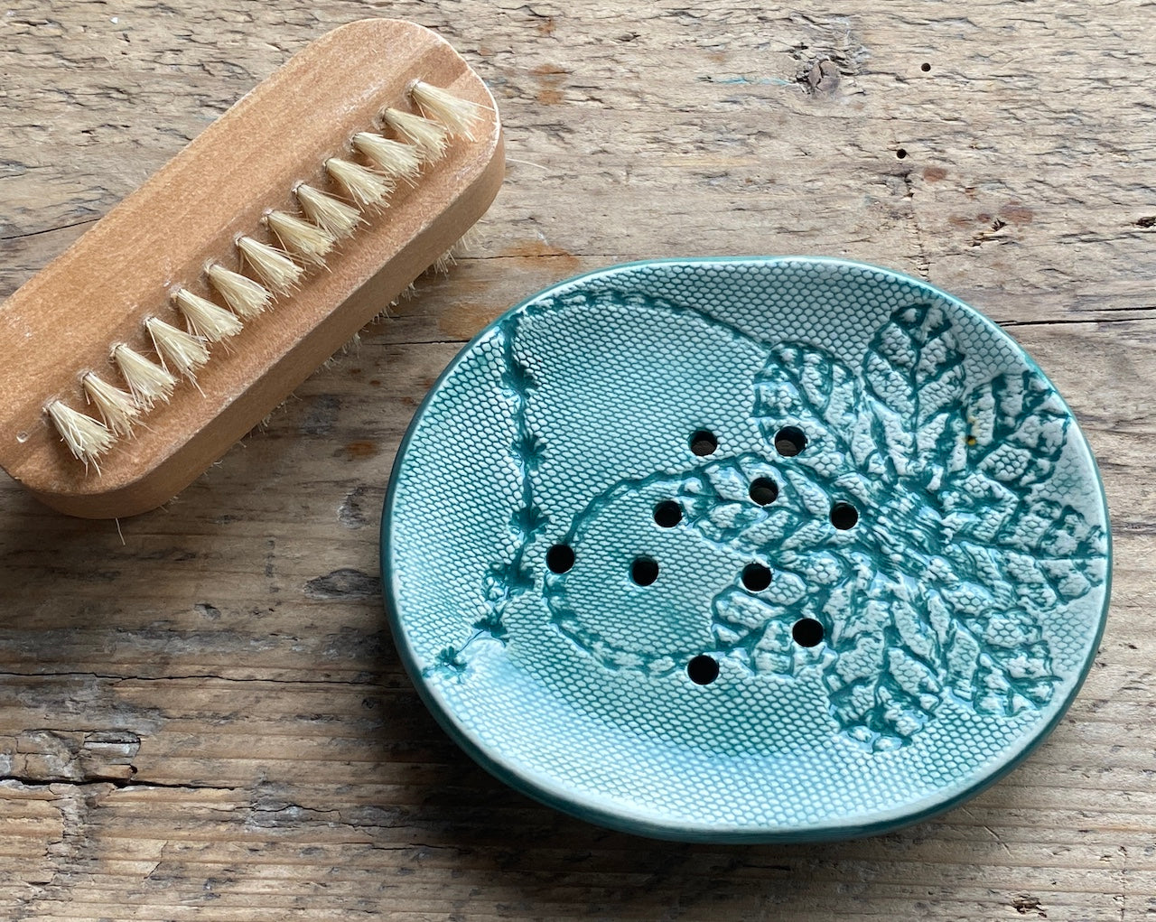 Handmade Ceramic Green Soapdish