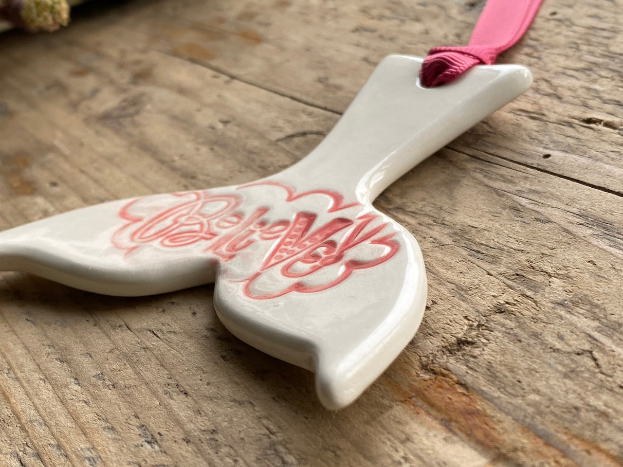 Sale : Handmade Pink and white Mermaids Tail Hanging