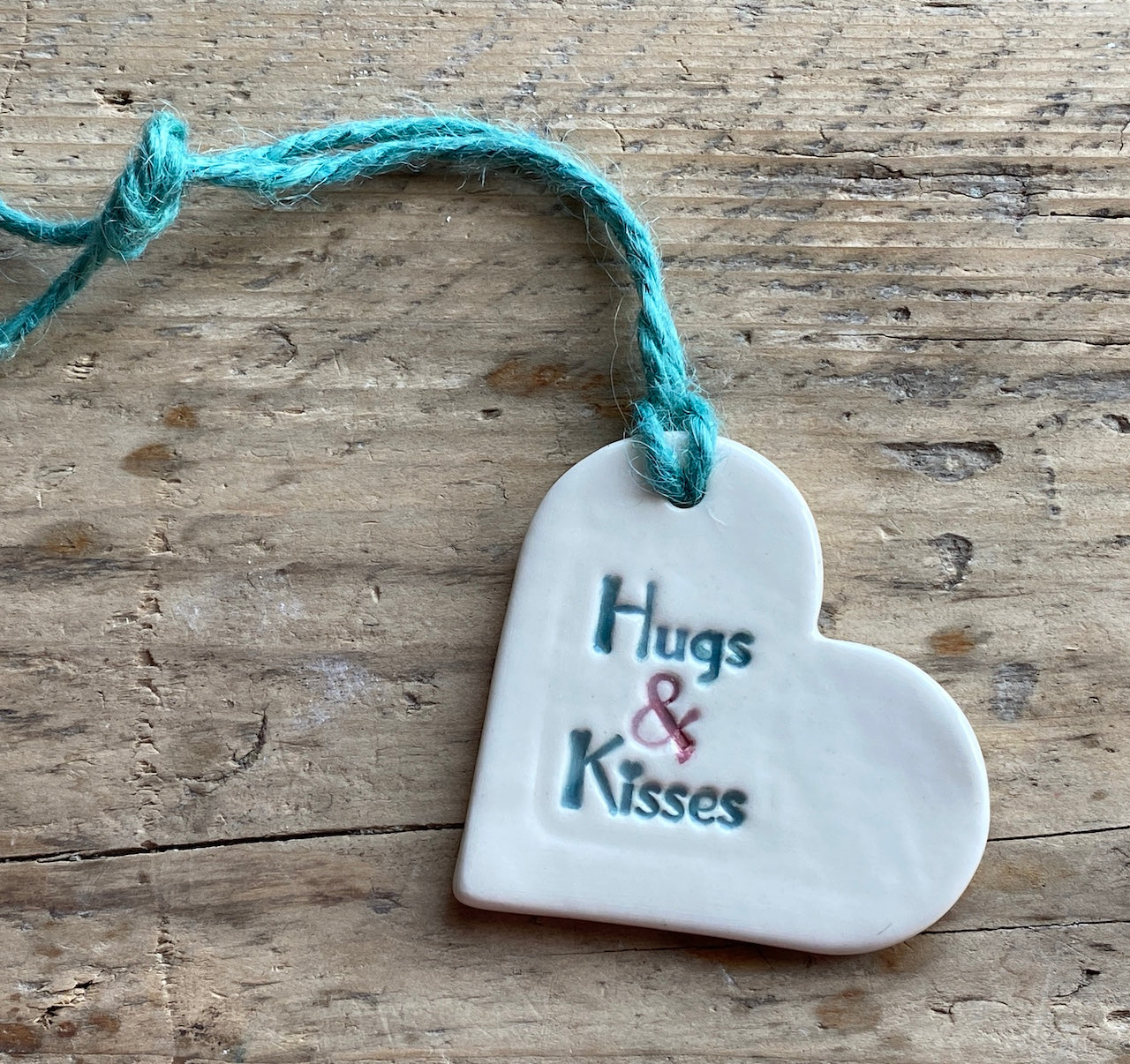 Sale Handmade Heart Hanging Green and Pink