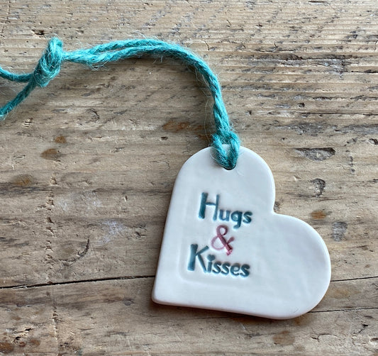 Sale Handmade Heart Hanging Green and Pink