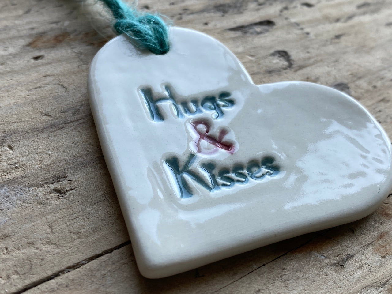 Sale Handmade Heart Hanging Green and Pink