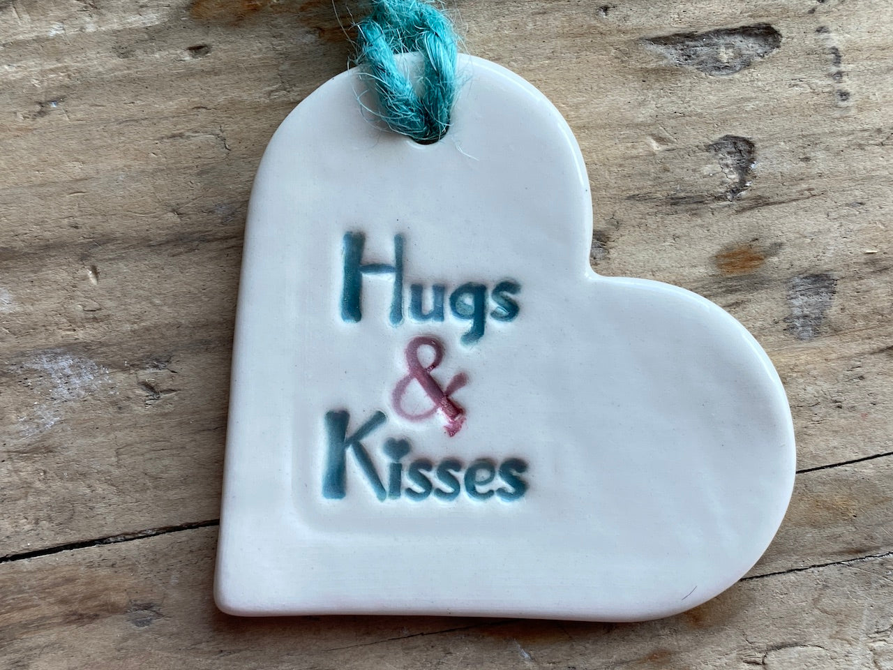 Sale Handmade Heart Hanging Green and Pink