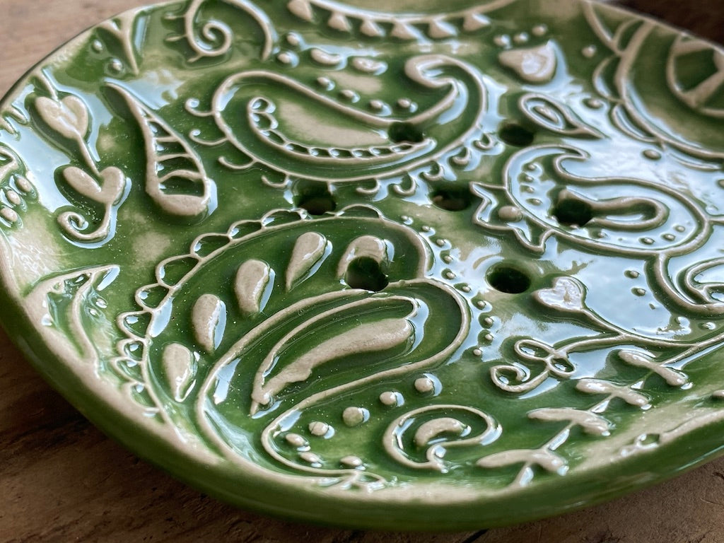 Paisley Pottery Soap Dish choice of Colours