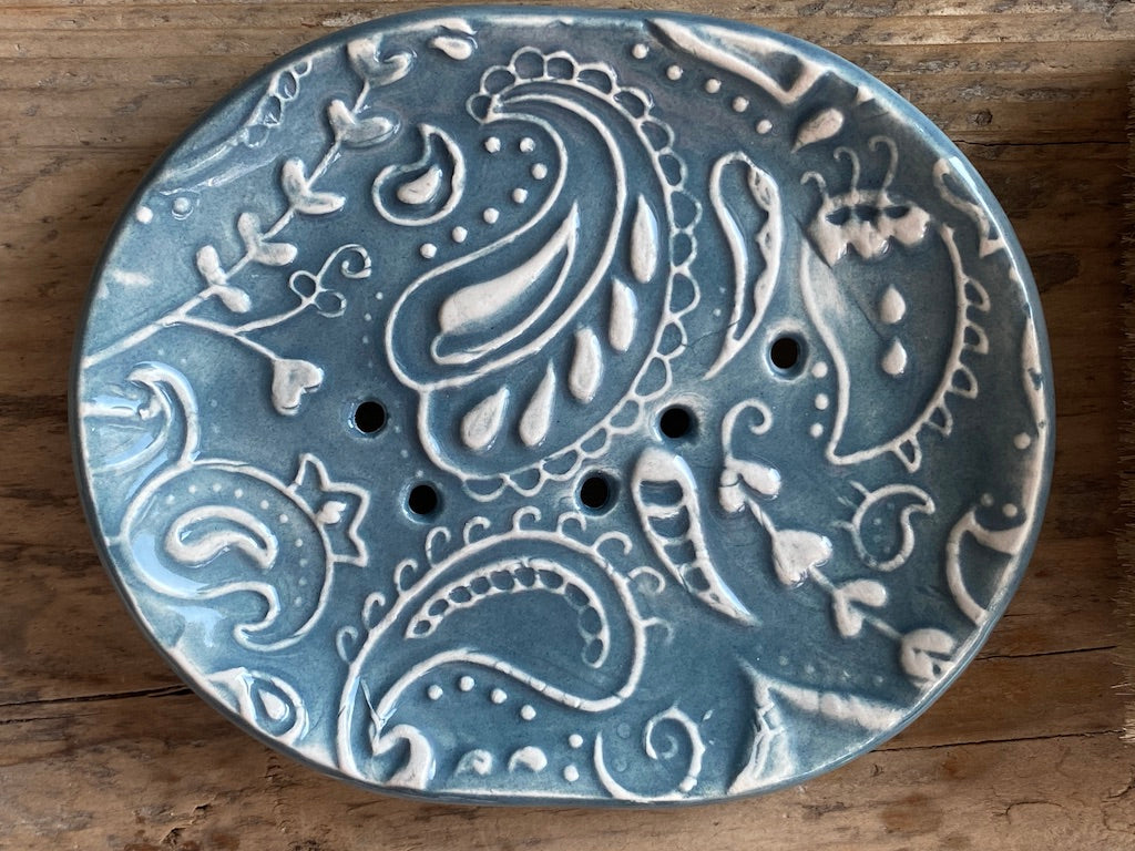 Paisley Pottery Soap Dish choice of Colours