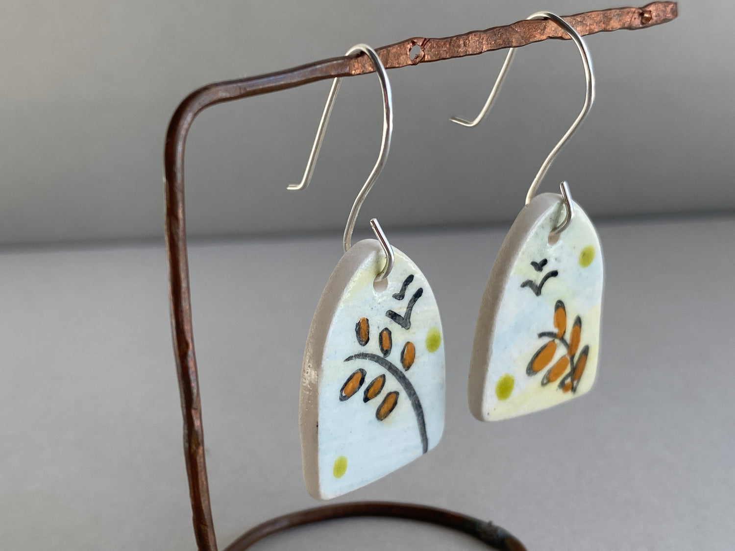 Handmade Ceramic Earrings with Sterling Silver fixings