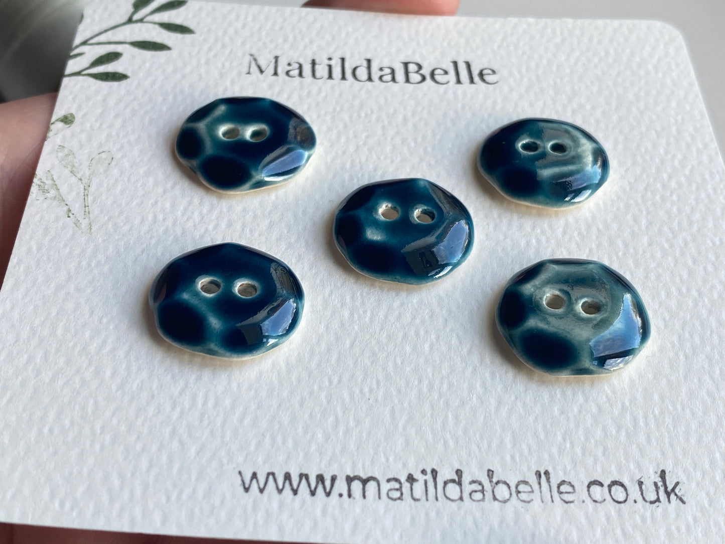 Vintage inspired 20mm Round Buttons set of five, Petrol Blue