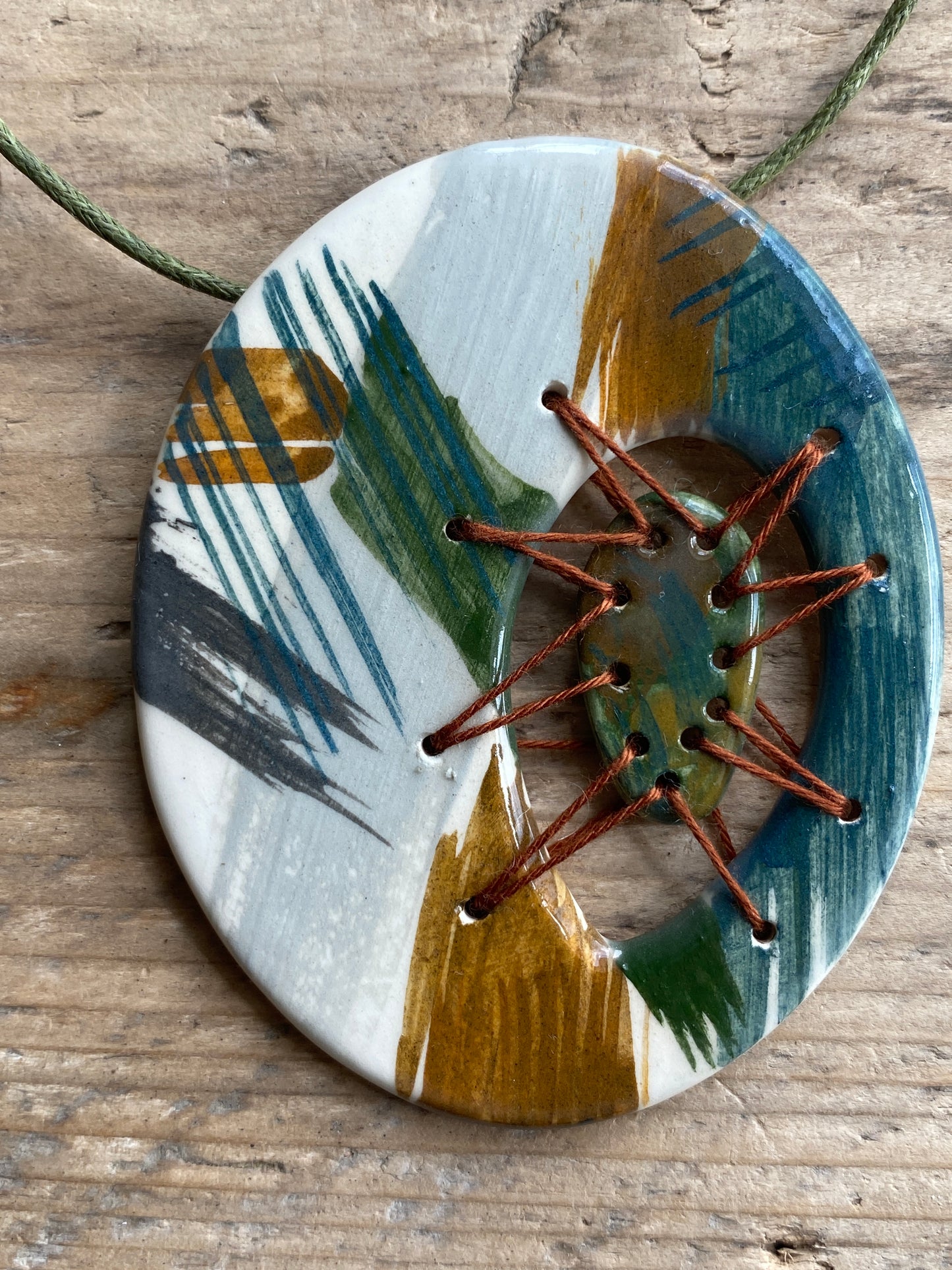 Statement Stitched Pendant Necklace