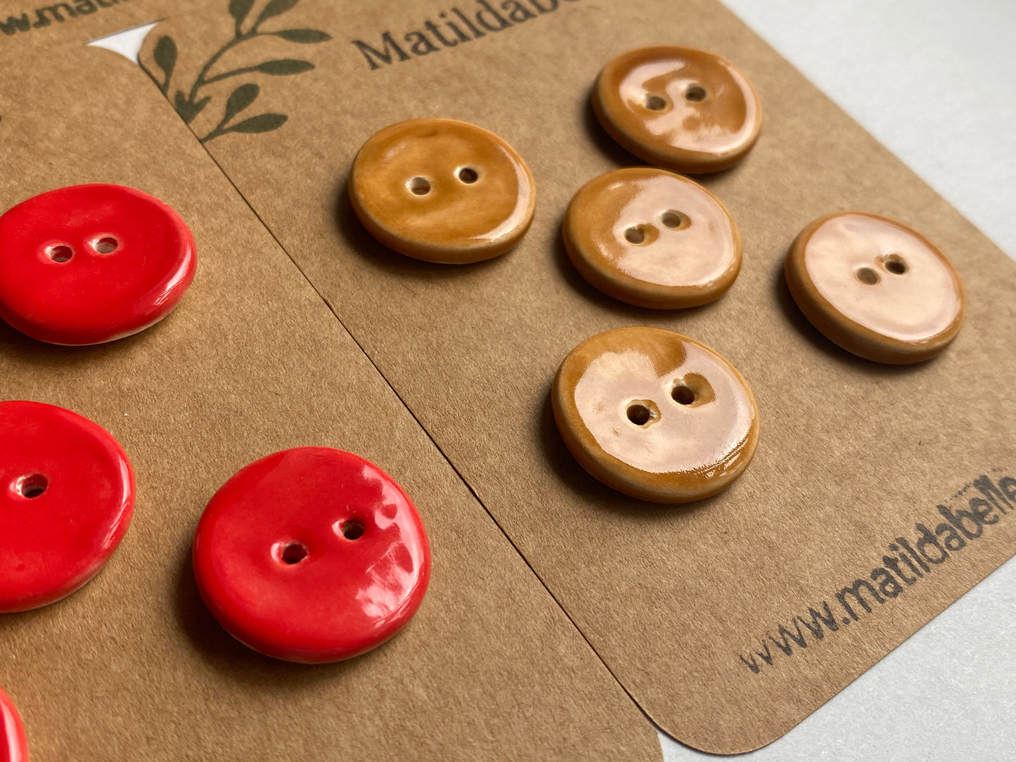 Buttons set of 5 Round 20mm Handmade Ceramic Buttons choice of colours
