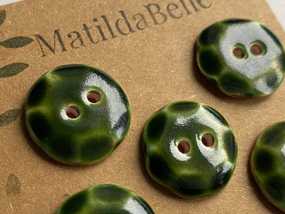 Vintage inspired 20mm Round Buttons set of five, Olive Green