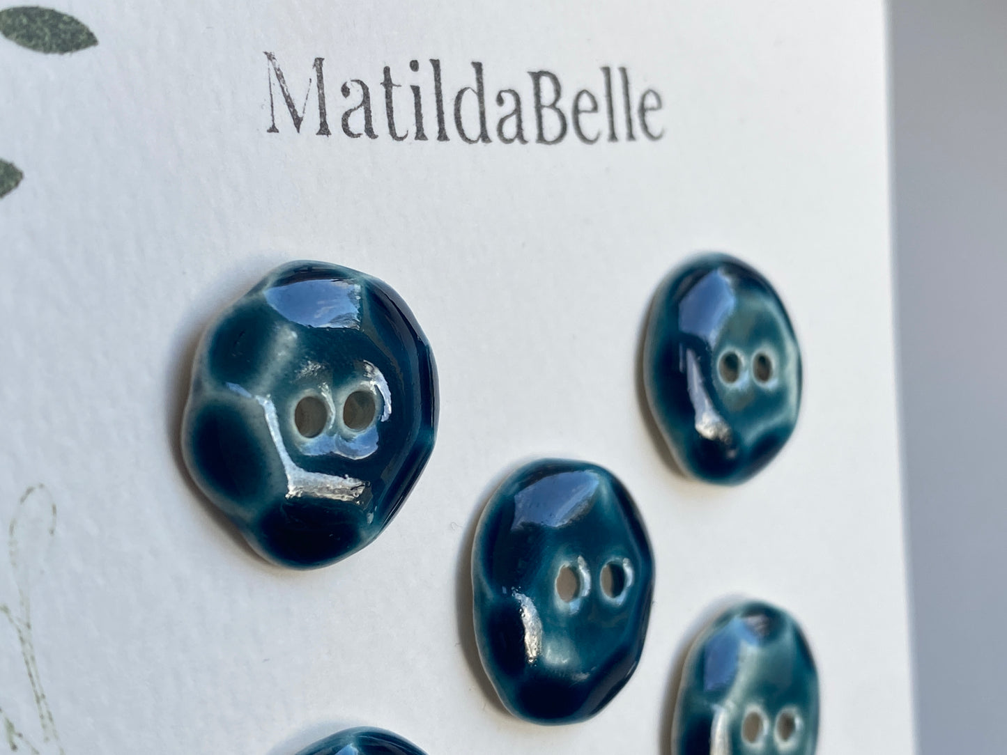 Vintage inspired 20mm Round Buttons set of five, Petrol Blue