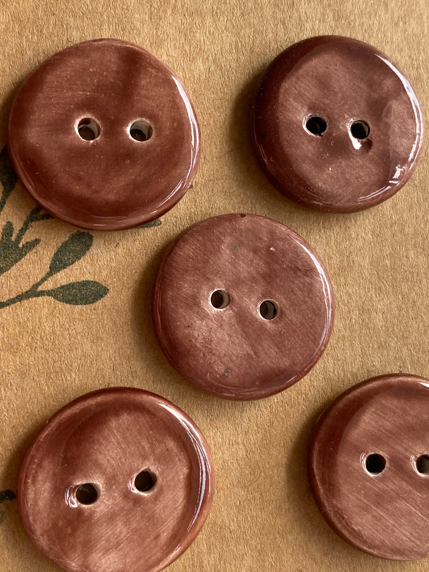 Buttons set of 5 Round 20mm Handmade Ceramic Buttons choice of colours