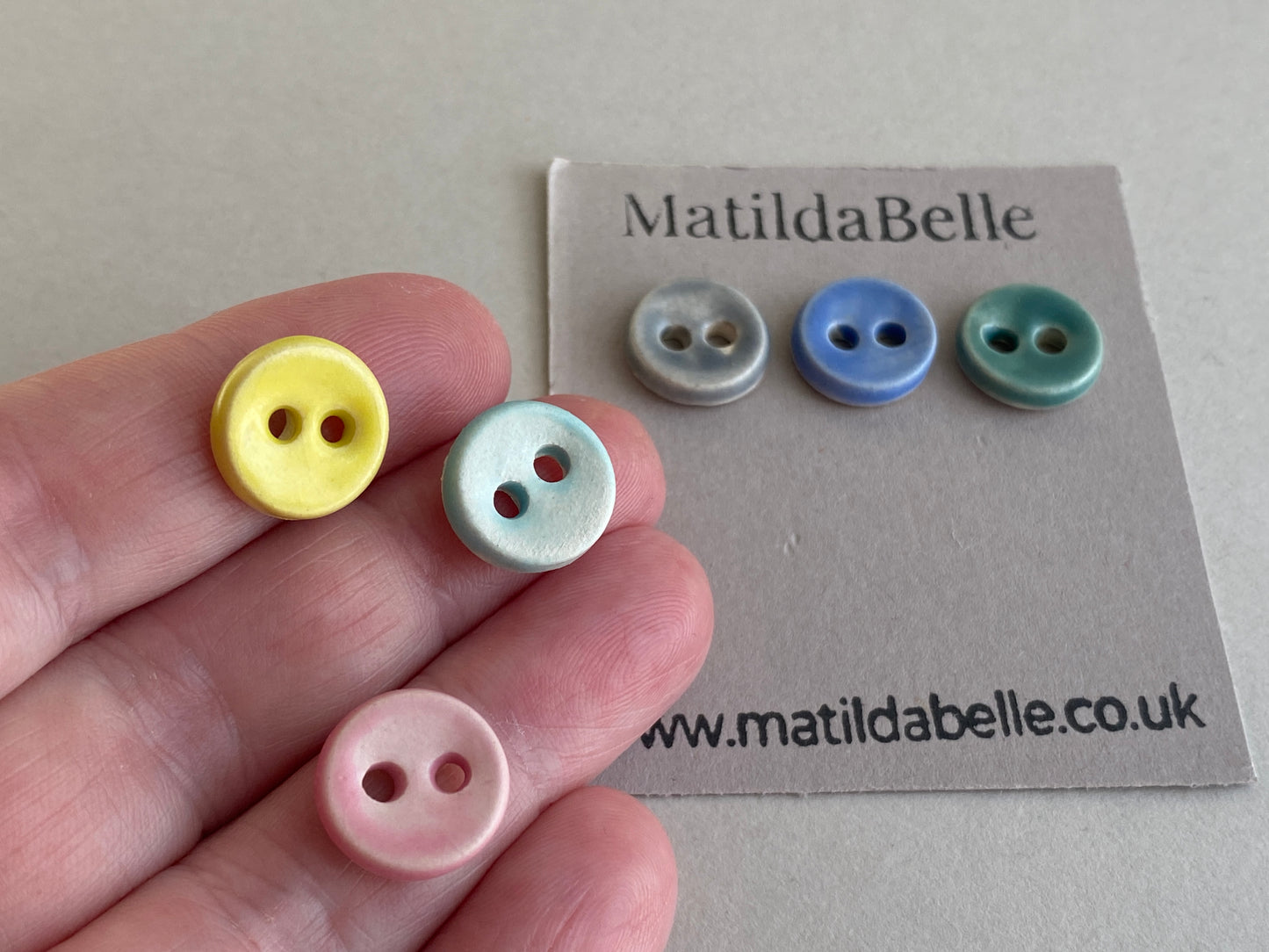 Buttons Handmade tiny 12mm pastel set of Six