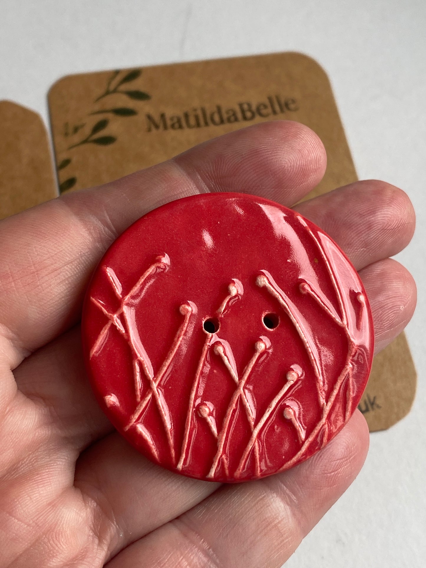 Large 50mm Botanical Seed Head Handmade Button, choice of colours