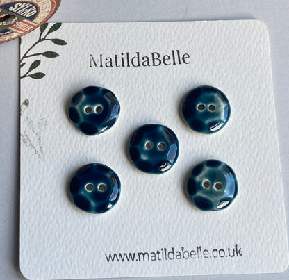 Vintage inspired 20mm Round Buttons set of five, Petrol Blue