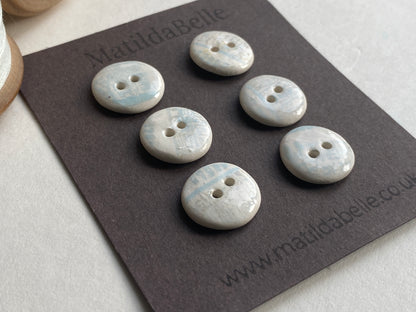 Buttons set of Five 16mm Handmade Round Ceramic Buttons