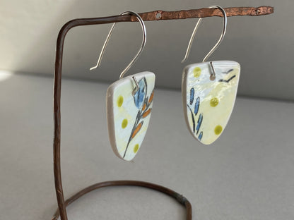 Botanical Ceramic Earrings Handmade Sterling Silver drops