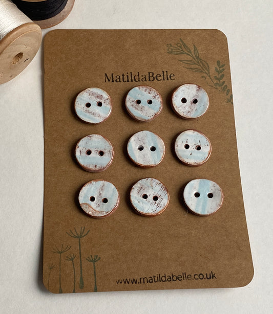 Buttons set of 9,  20mm Handmade Round Ceramic Buttons