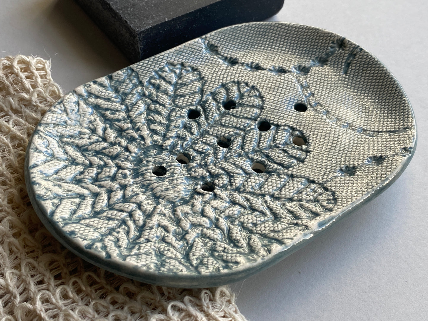 Handmade Large Ceramic Soap Dish Grey