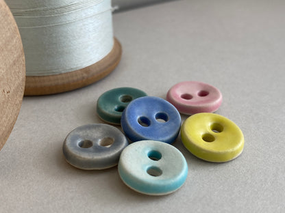 Buttons Handmade tiny 12mm pastel set of Six