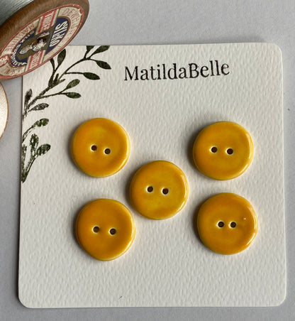 Buttons set of 5 round 22mm Handmade Ceramic Buttons choice of colours