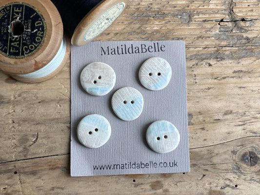 Buttons set of Five 20mm Handmade Round Ceramic Buttons