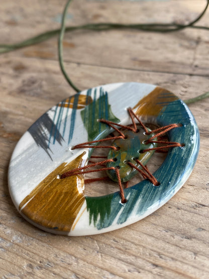 Statement Stitched Pendant Necklace