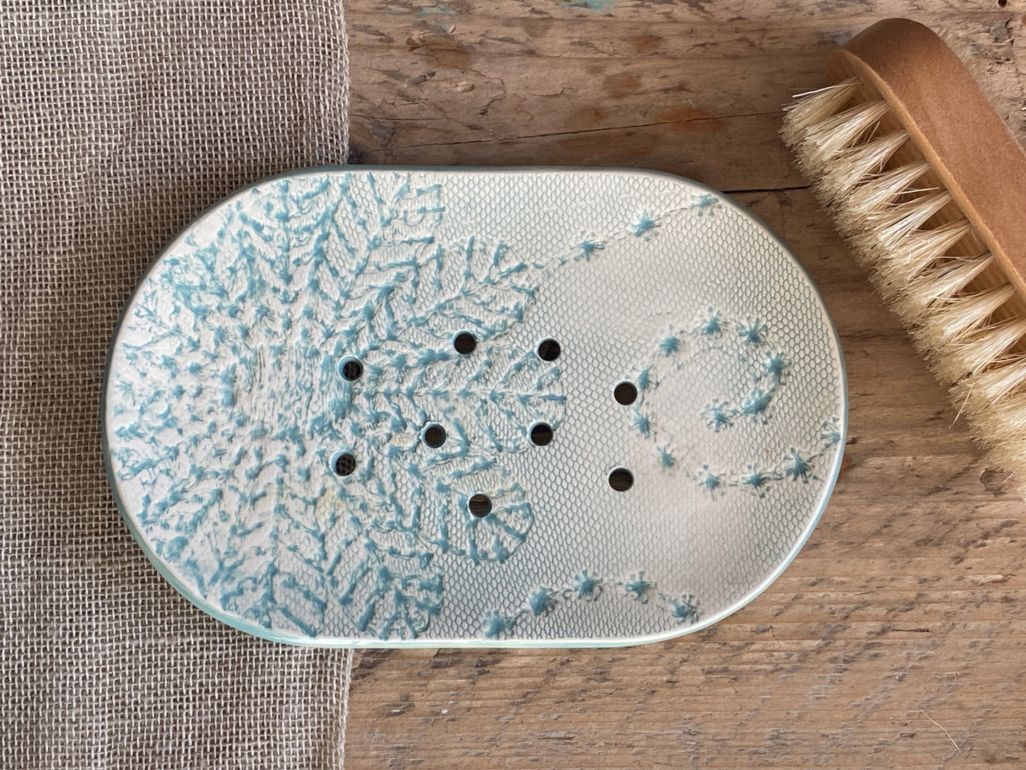 Handmade Ceramic Large Soap Dish Sea Green