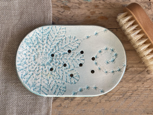 Handmade Ceramic Large Soap Dish Sea Green
