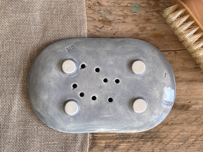 Handmade Large Ceramic Soap Dish soft Grey