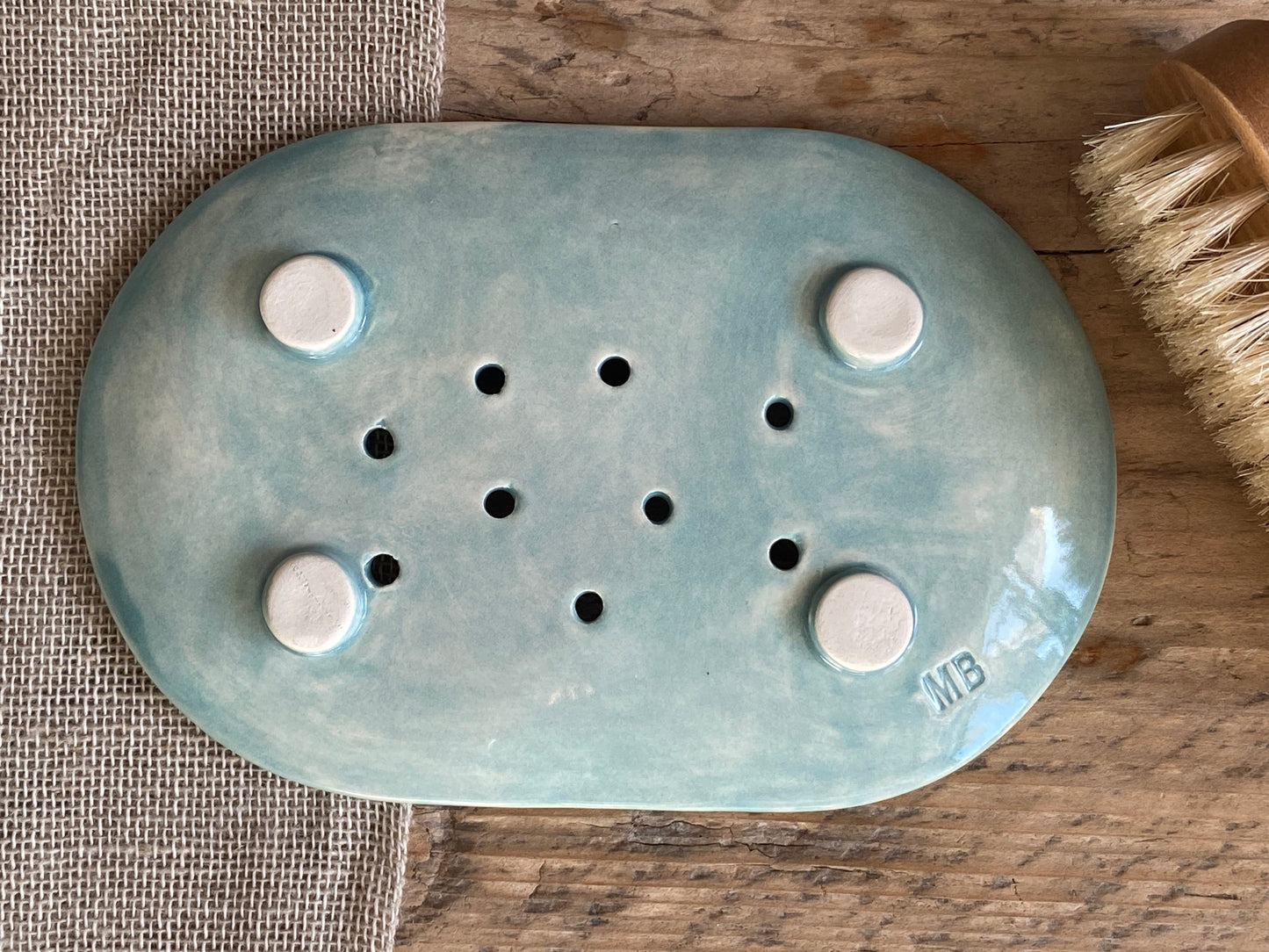 Handmade Ceramic Large Soap Dish Sea Green