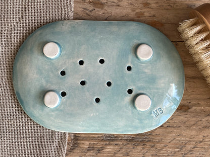 Handmade Ceramic Large Soap Dish Sea Green