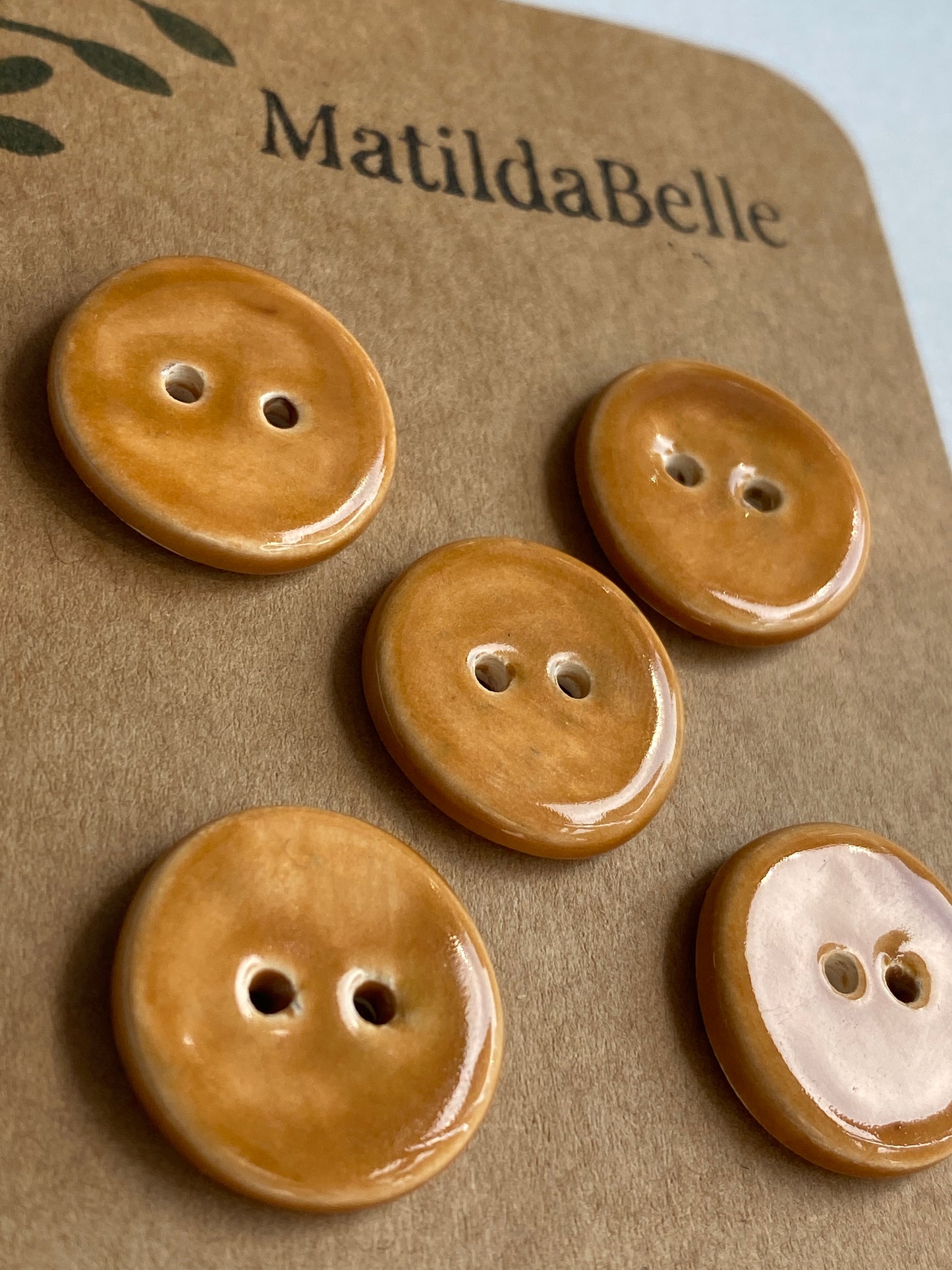Buttons set of 5 Round 20mm Handmade Ceramic Buttons choice of colours