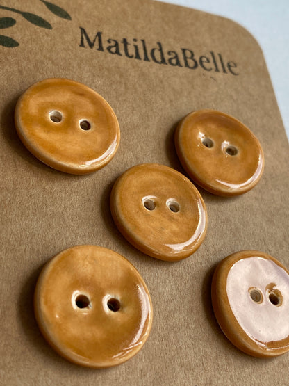 Buttons set of 5 Round 20mm Handmade Ceramic Buttons choice of colours