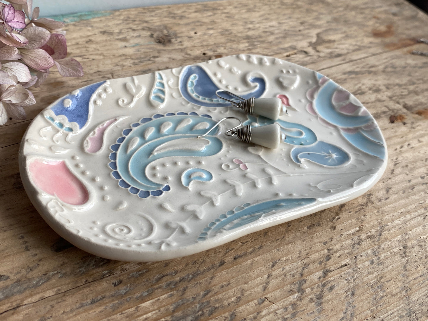 Pretty Paisley Trinket tray Pastel Colours