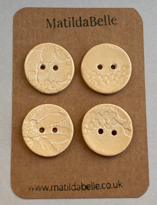 28mm Set of four handmade ceramic 28mm round buttons yellow