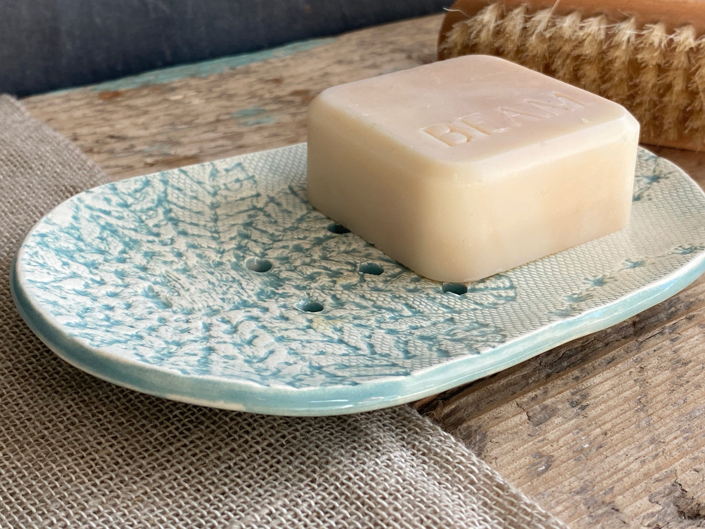 Handmade Ceramic Large Soap Dish Sea Green