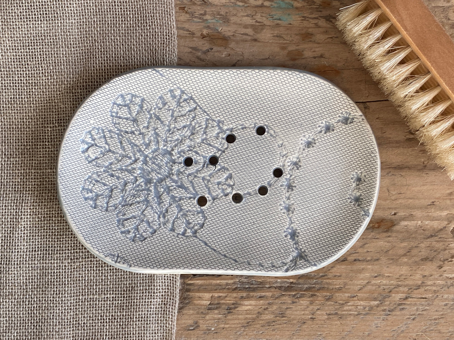 Handmade Large Ceramic Soap Dish soft Grey