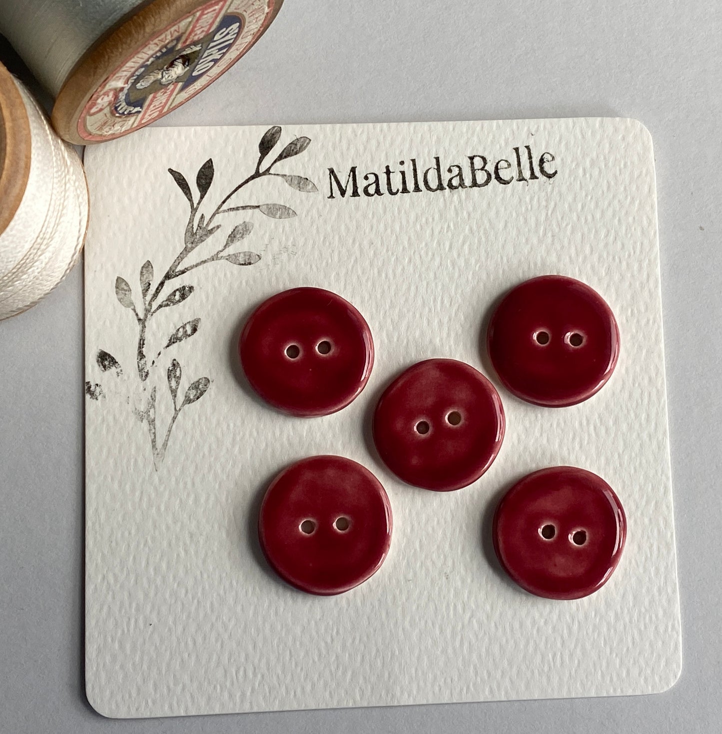 Buttons set of 5 round 22mm Handmade Ceramic Buttons choice of colours