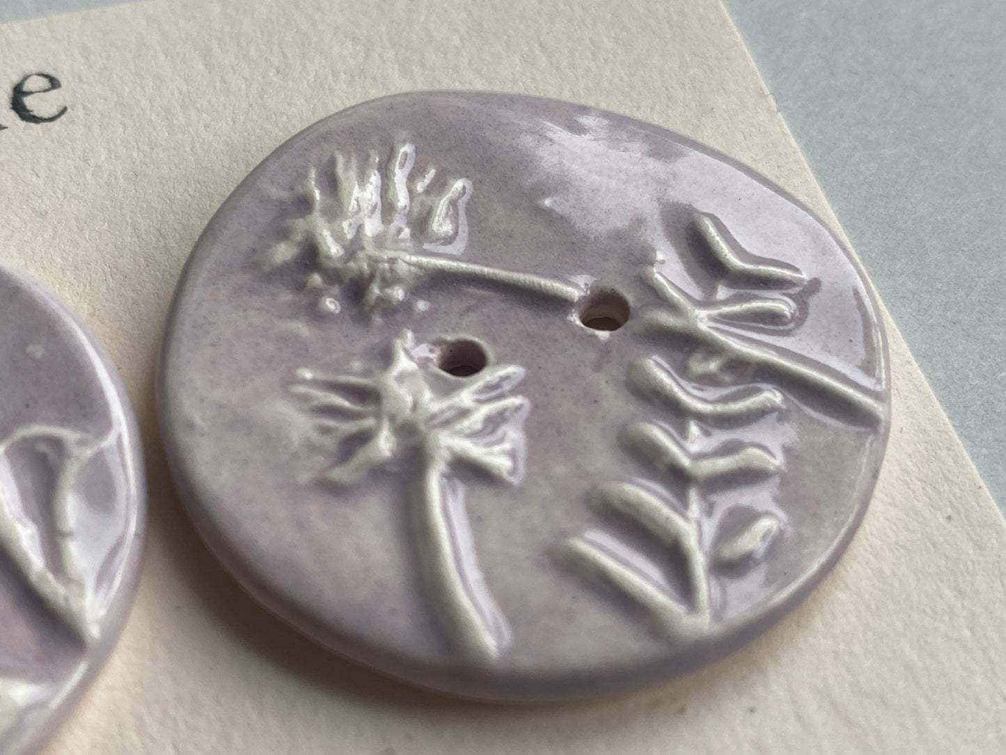 Handmade Ceramic Round 36mm Buttons Botanical Lilac