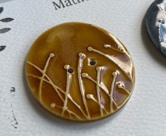 Large Pair of Botanical Handmade Buttons 47mm
