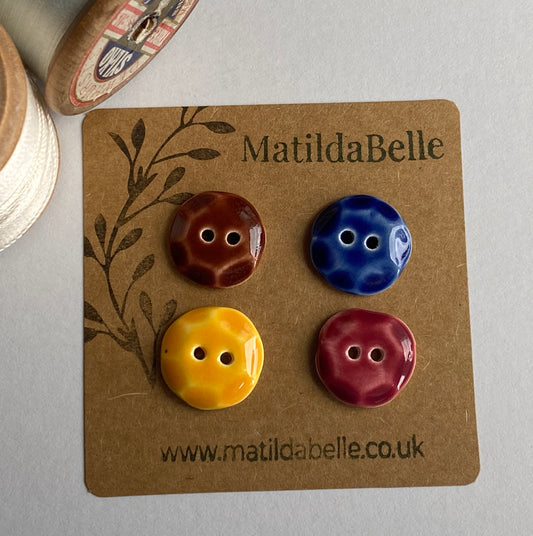 Vintage inspired 20mm Round Buttons set of four, mixed colours