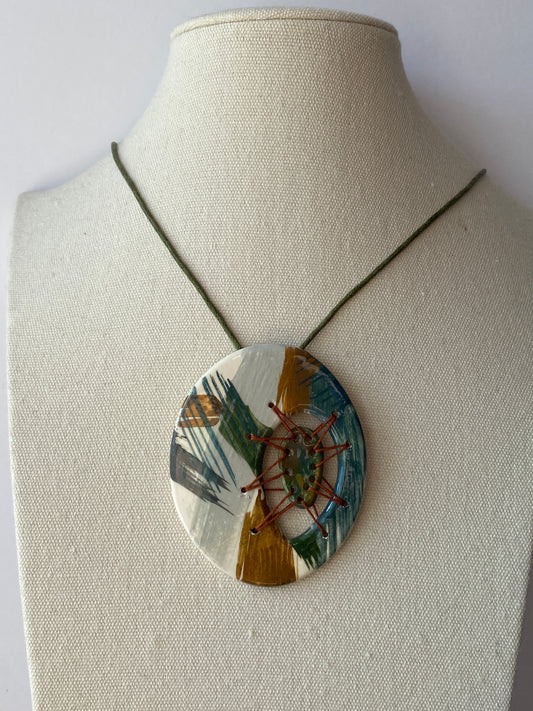 Statement Stitched Pendant Necklace