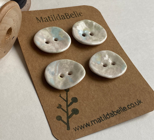 Buttons set of Four 28mm Handmade Round Ceramic Buttons