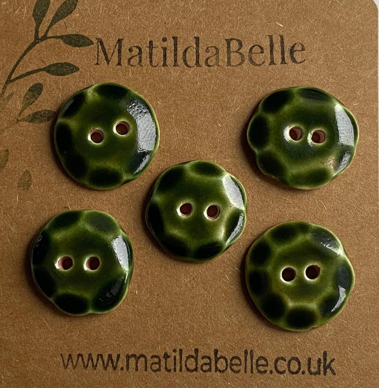Vintage inspired 20mm Round Buttons set of five, Olive Green