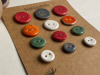 Buttons set of 12, 14mm-23mm rounds mixed colours