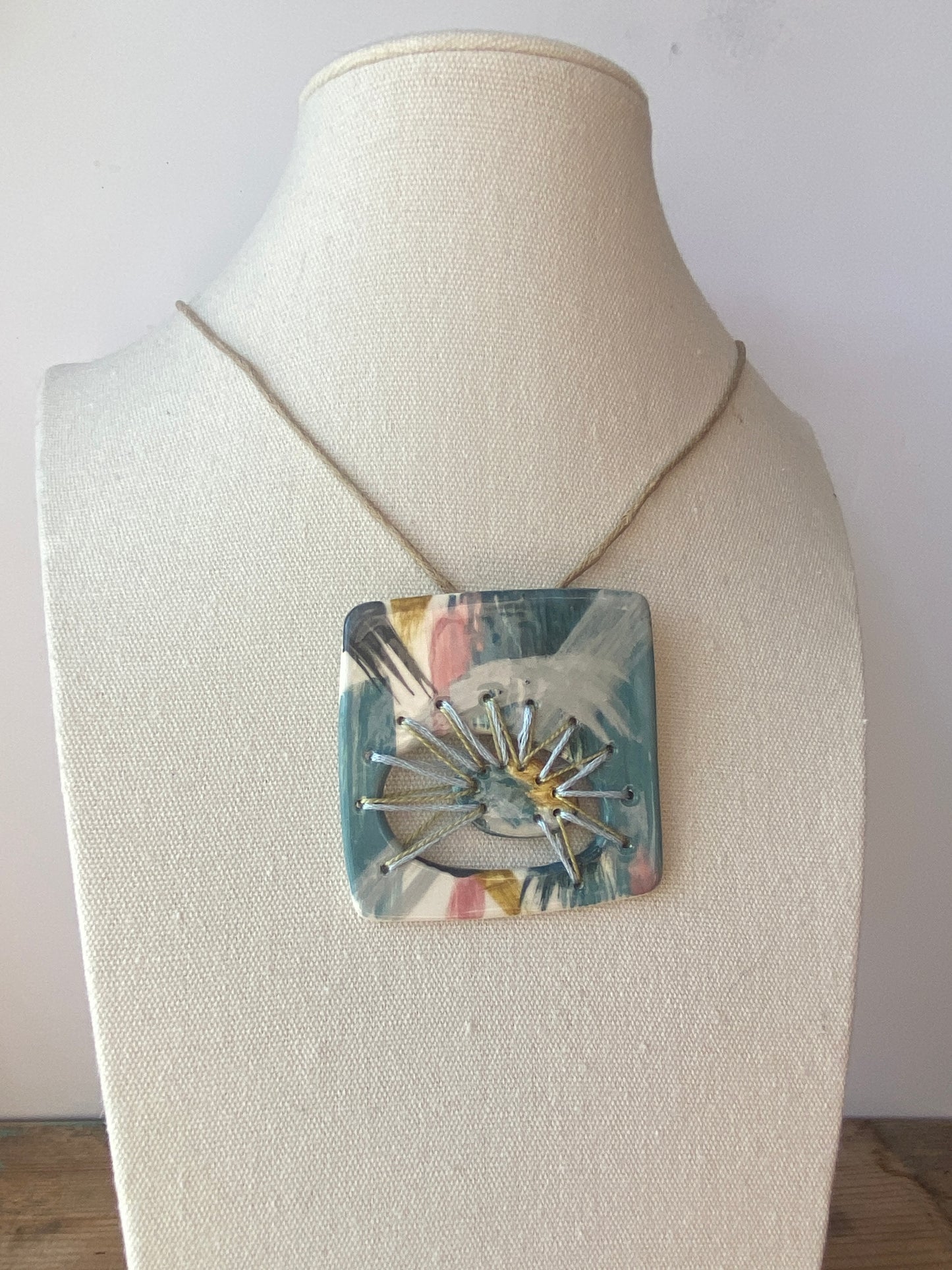 Statement Stitched Pendant Necklace