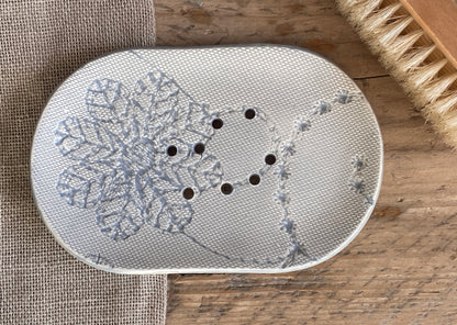 Handmade Large Ceramic Soap Dish soft Grey