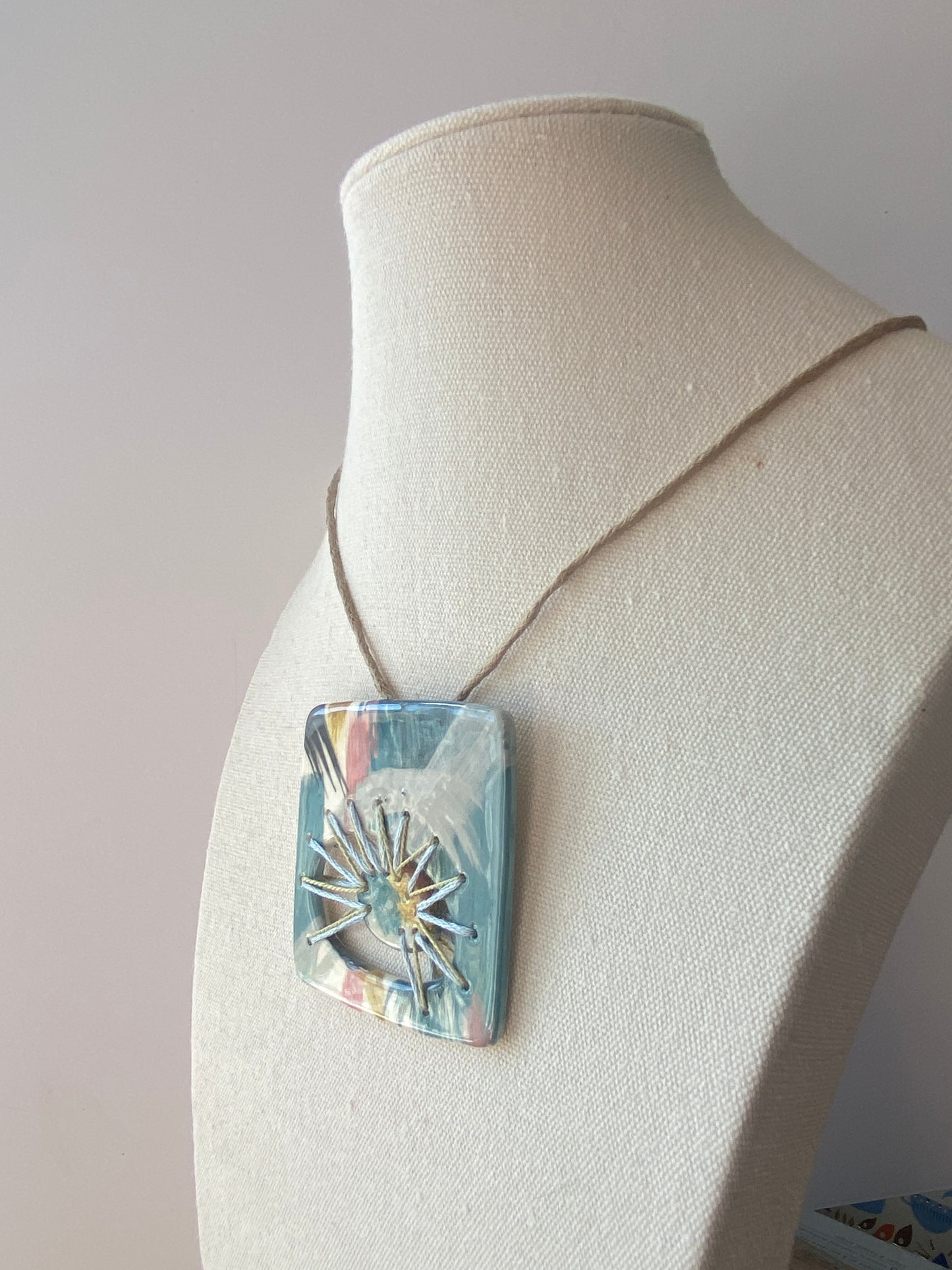 Statement Stitched Pendant Necklace